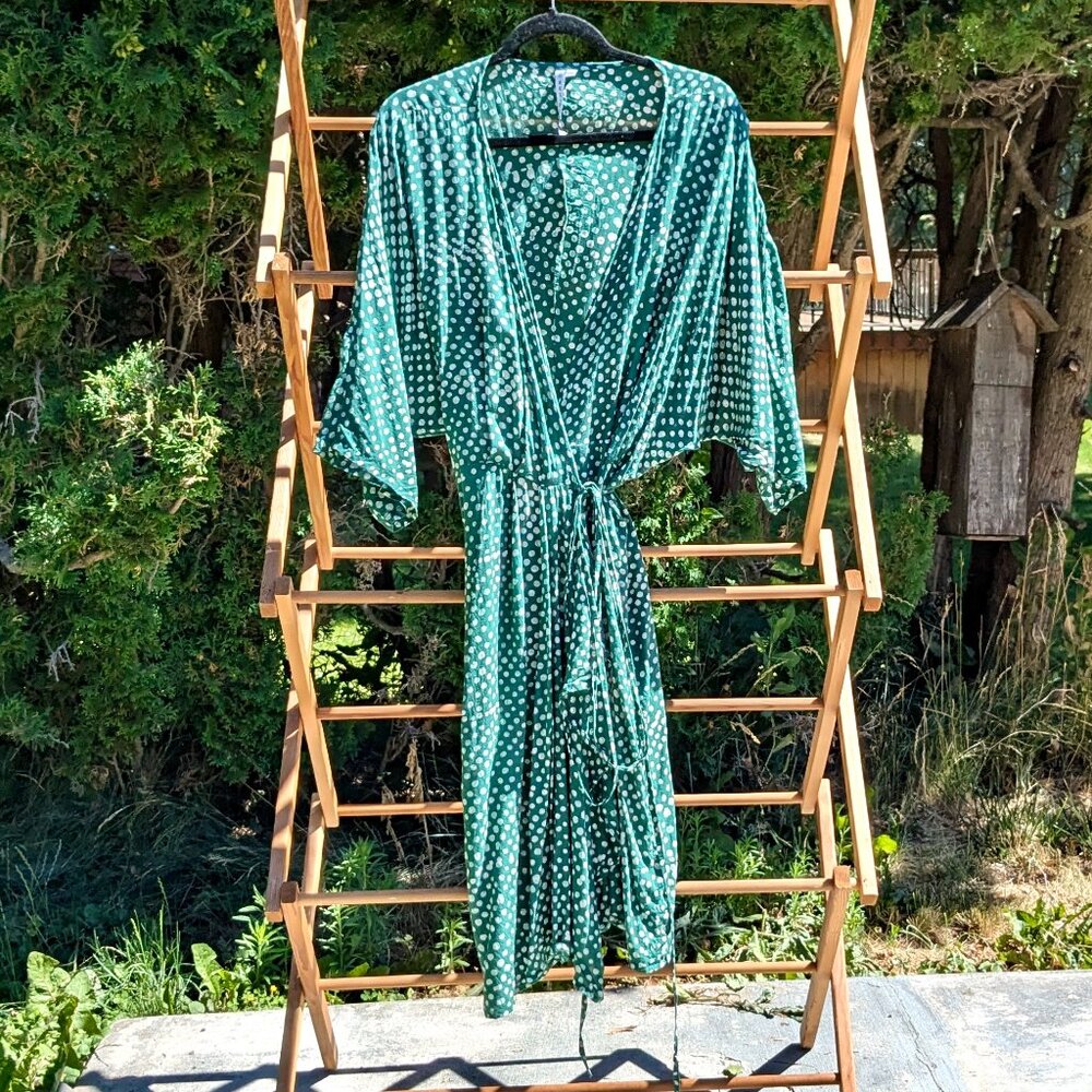 Osei Duro wrap dress in green polka dot